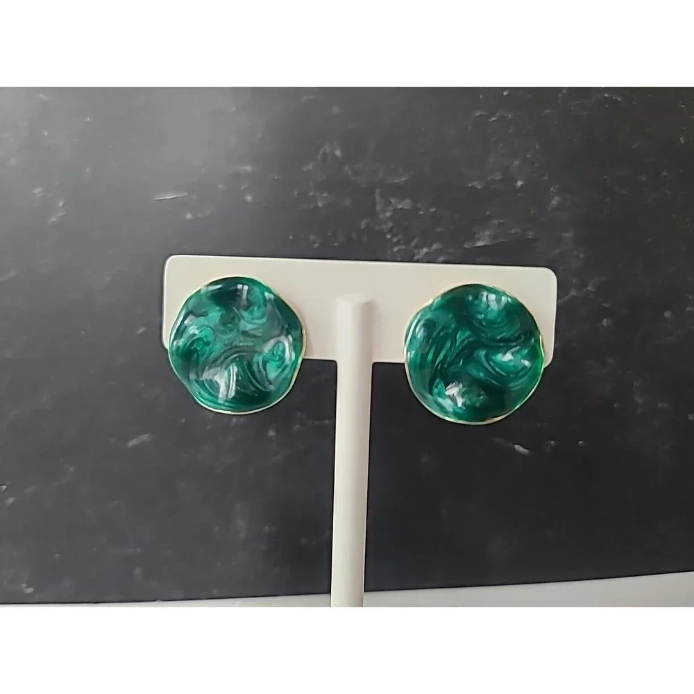 Vintage Green Enamel Stud Earring Lot